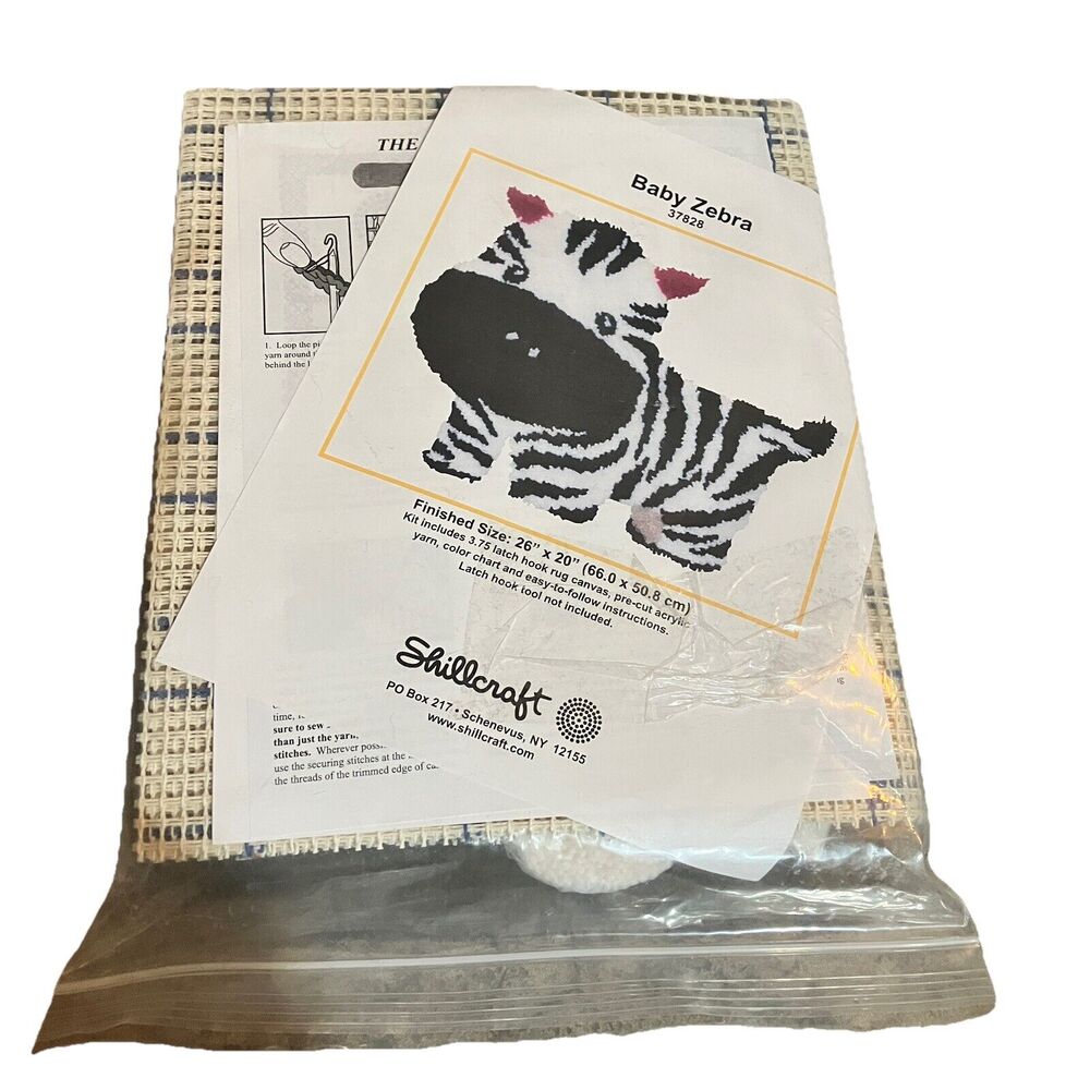 Shillcraft Baby Zebra Latch Hook Rug Kit 26”x20”
